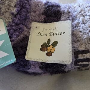 Muk Luk Purple and White Shea Butter Socks NWT One Size